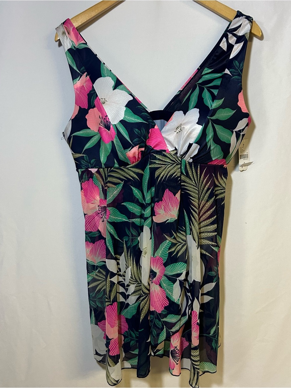 NWT Lane Bryant One Piece Swim Suit Dress Floral Tropical size 16